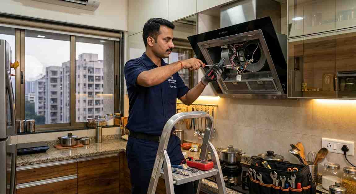 Chimney repair service in Mumbai – technician servicing kitchen chimney