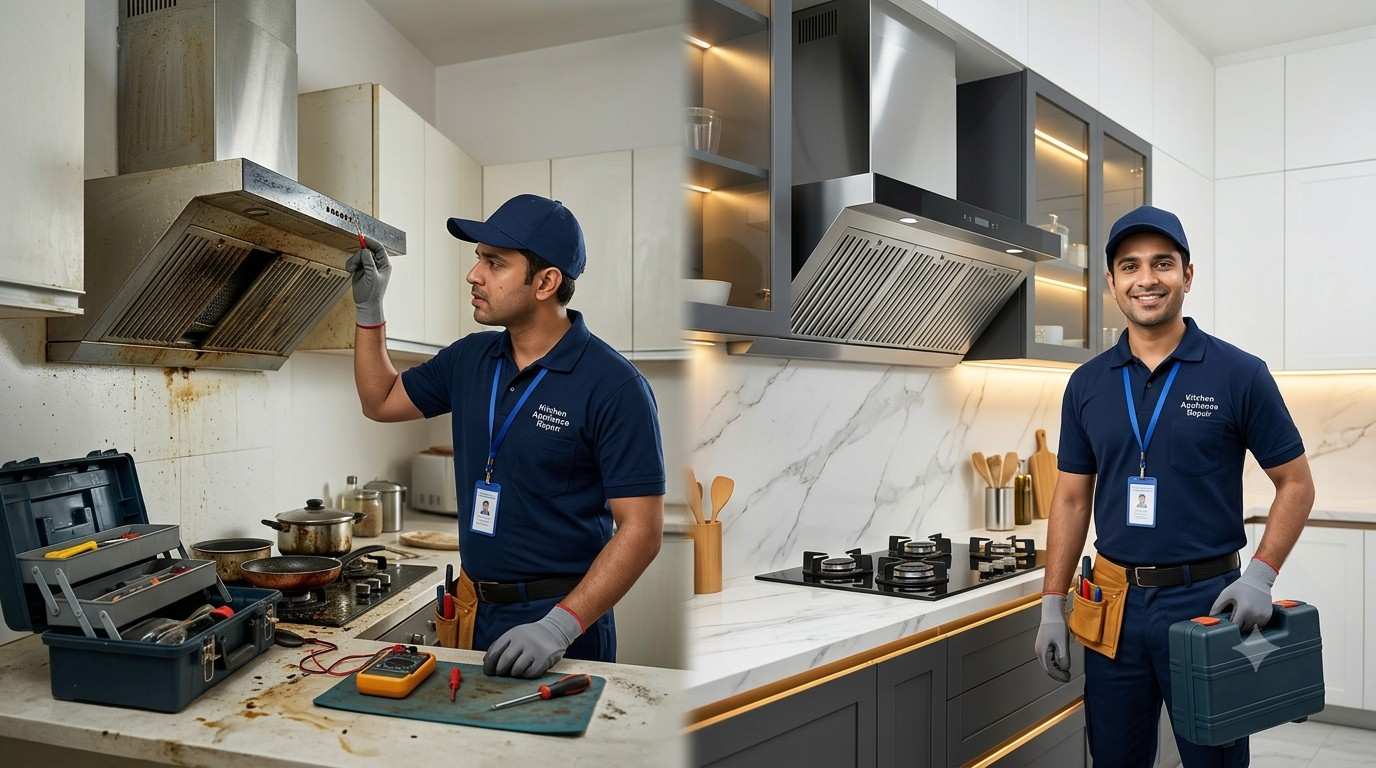 Kitchen chimney serviced and running clean after repair in Mumbai